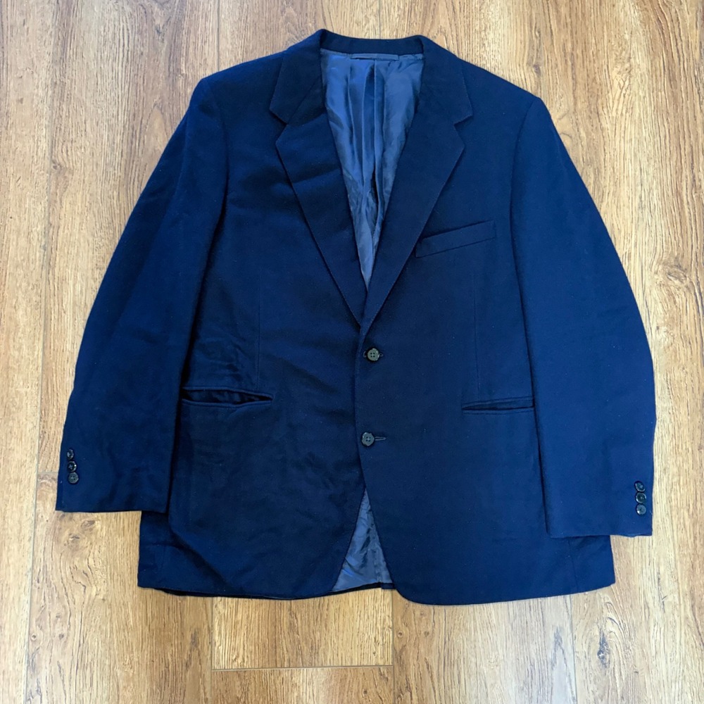 VTG 1982 Ying Tai Ltd Hong Kong Navy Wool Blazer Hong Kong Hilton Hotel Mens 46R